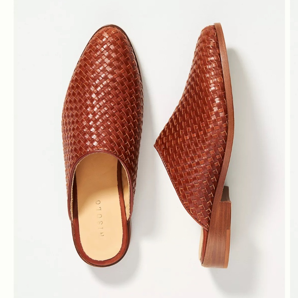 Nisolo Ama Woven Leather Mule in Brandy